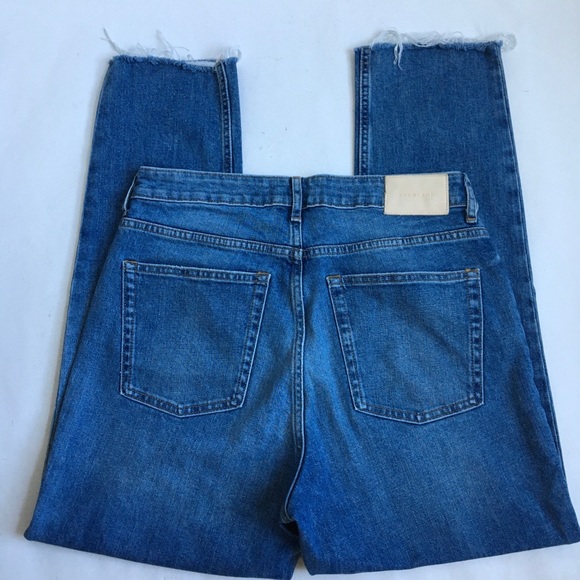 Everlane The Curvy Cheeky Jean Crop High Rise Raw Hem Blue Denim Jeans Size 29 - Picture 3 of 17